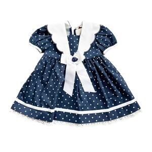 Vtg 1990s Good Lad of Philadelphia Navy polka Dot Dress  4T